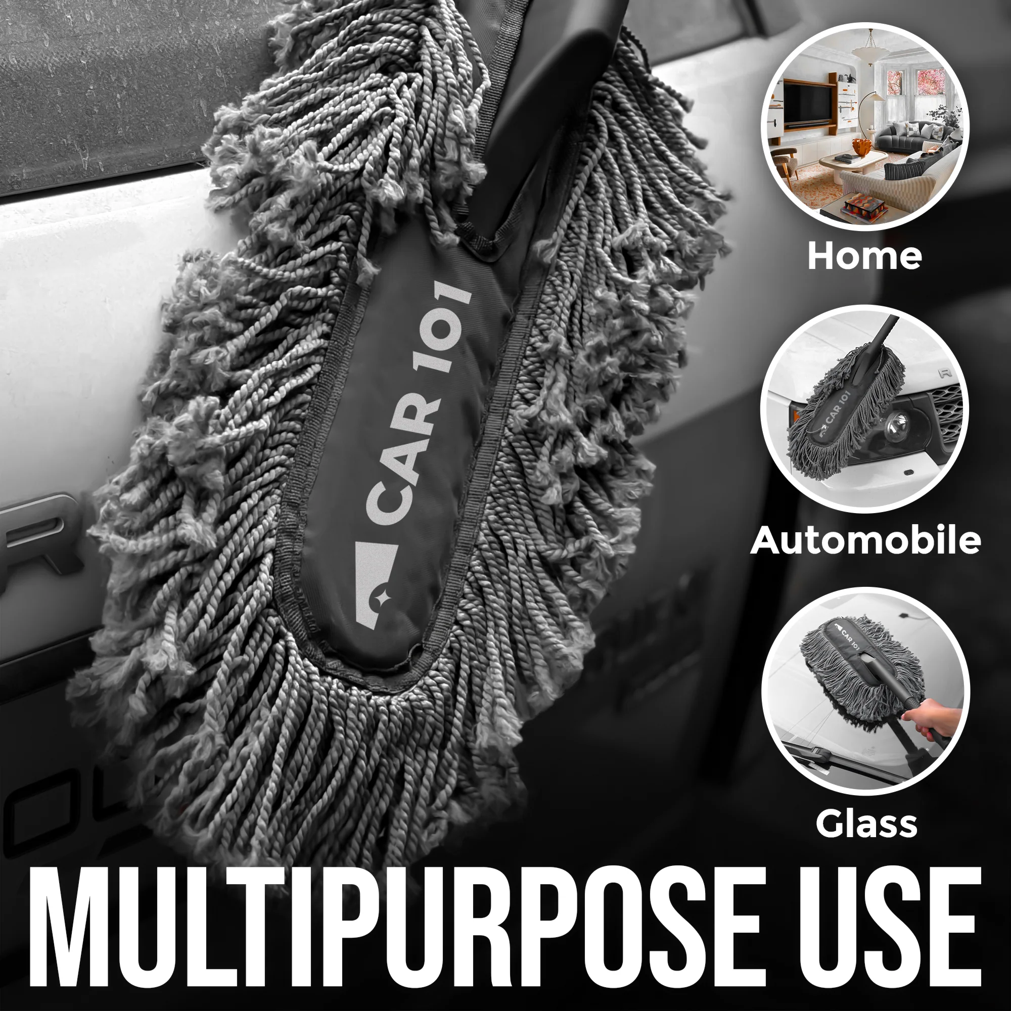 CAR101 Everyday Use Twisted Loop Daily Microfibre Car Duster (Grey) - Image 5