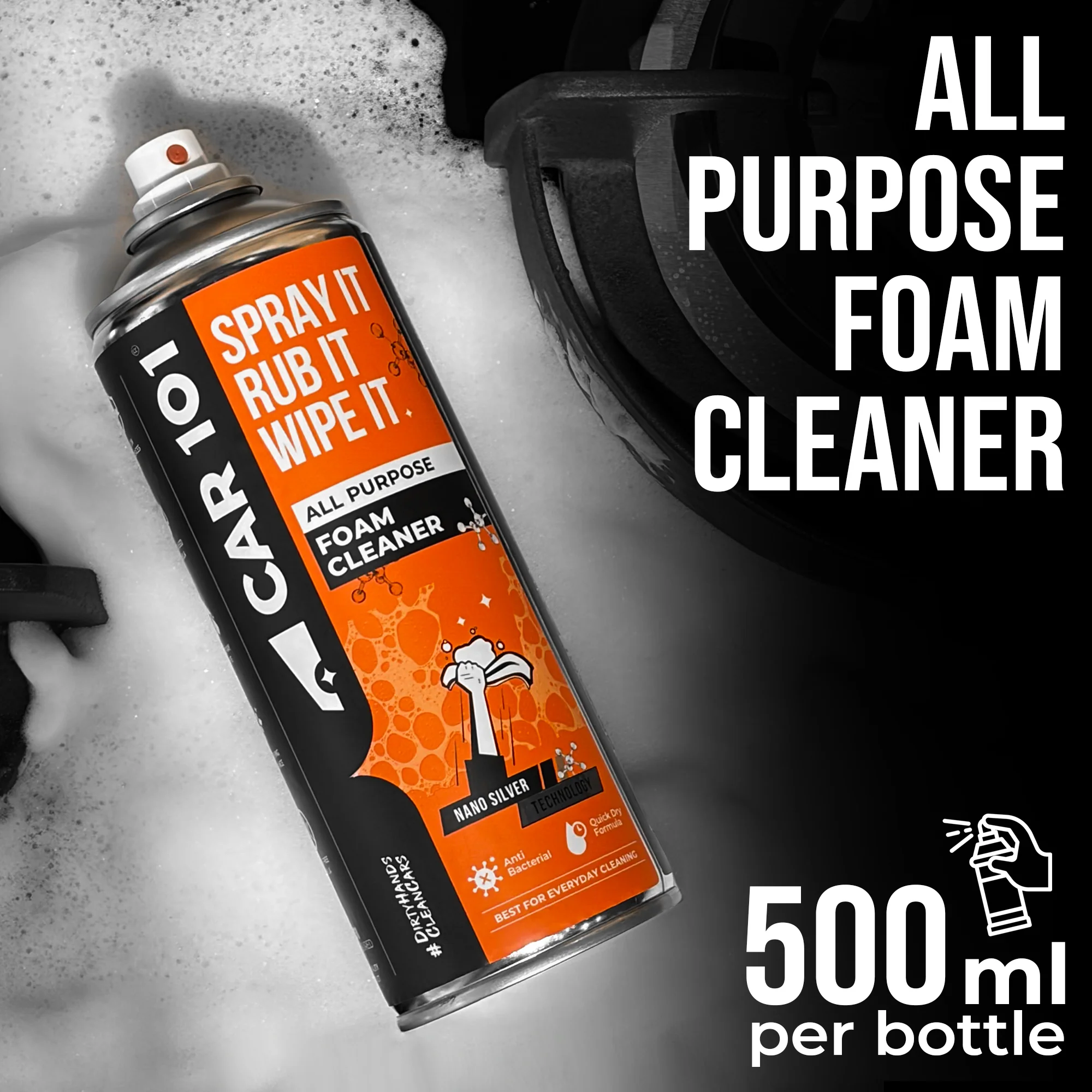 All Purpose Foam Cleaner | Best for daily cleaning | Car interior & Exterior | Anti Bacterial | 500ml large Size - Image 2