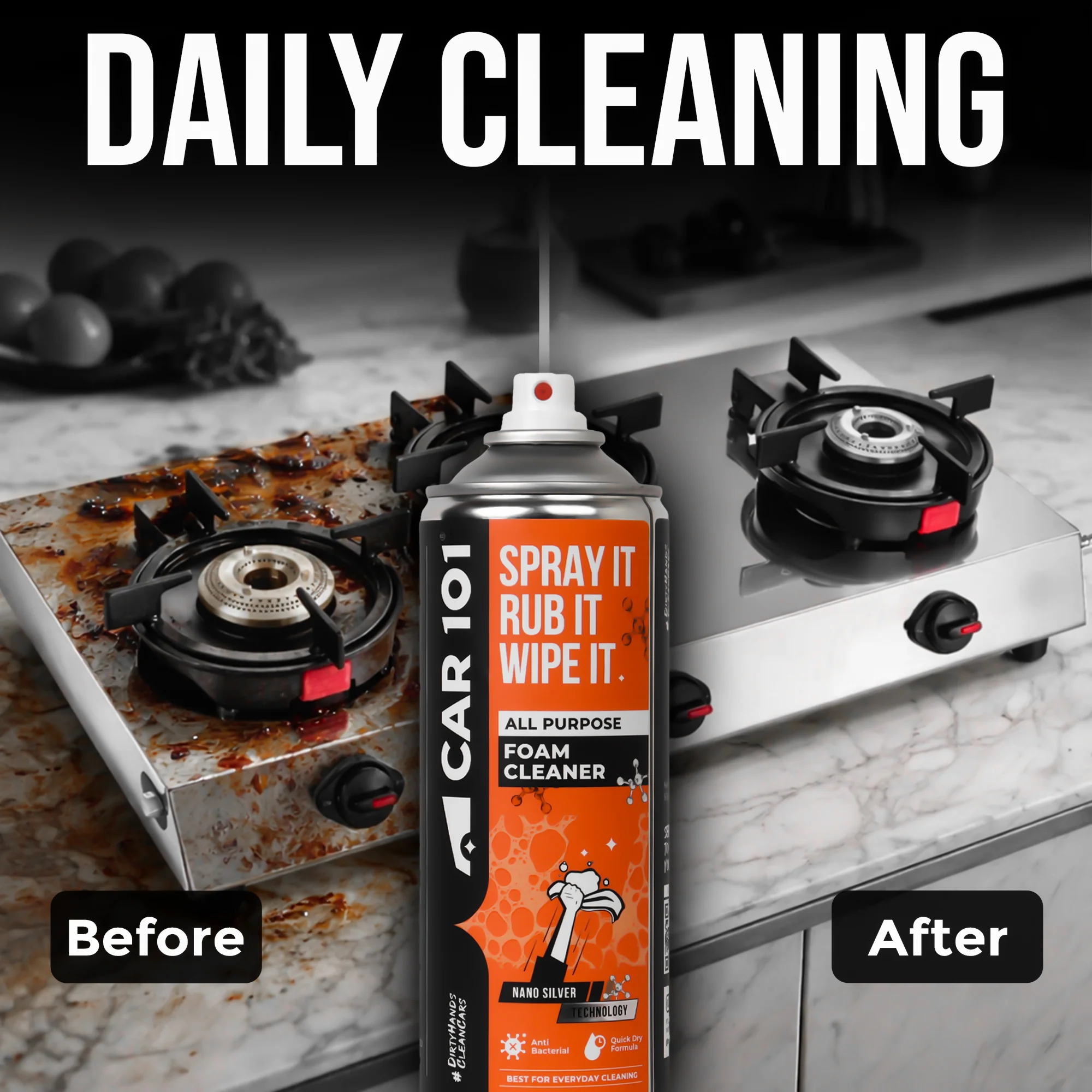 All Purpose Foam Cleaner | Best for daily cleaning | Car interior & Exterior | Anti Bacterial | 500ml large Size - Image 7