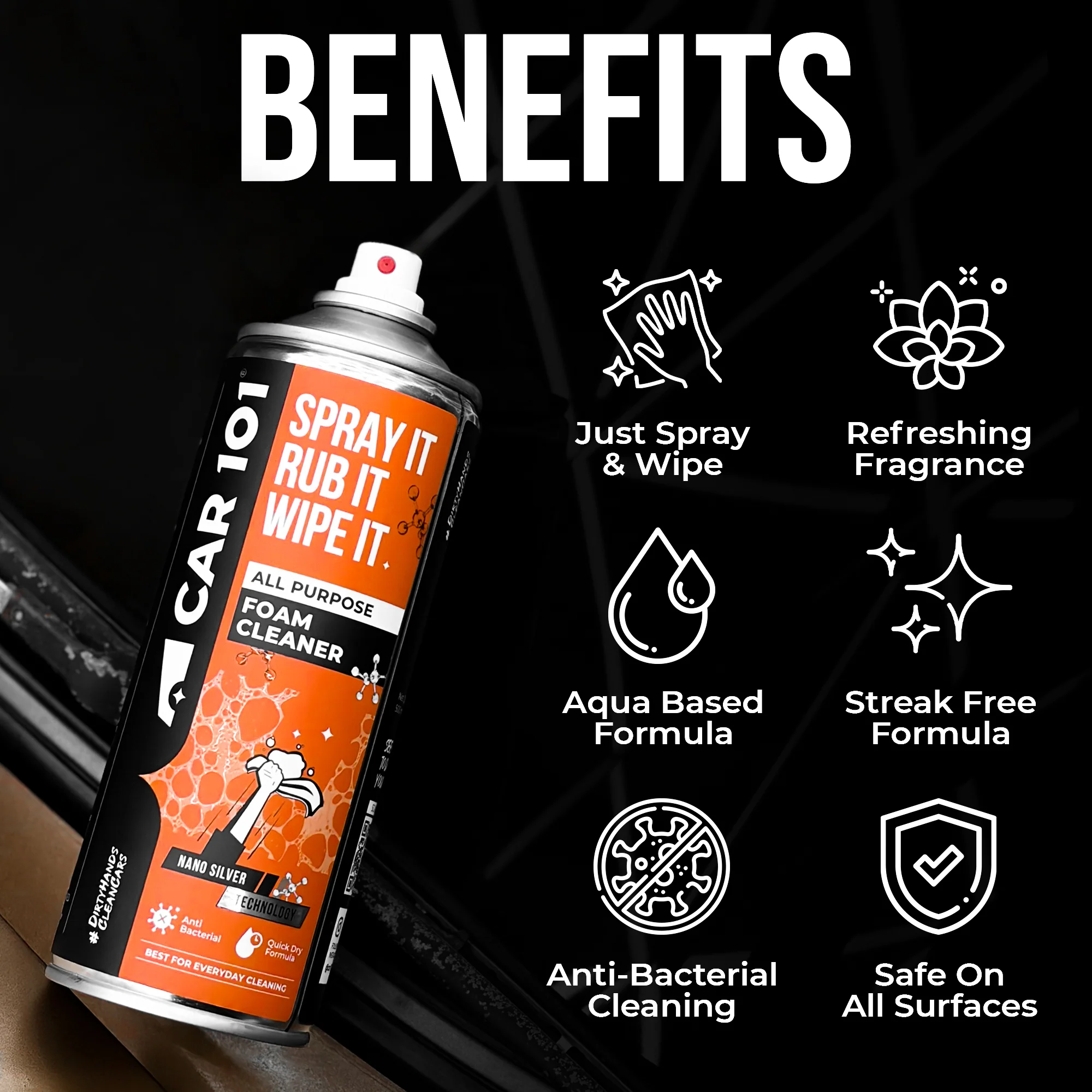 All Purpose Foam Cleaner | Best for daily cleaning | Car interior & Exterior | Anti Bacterial | 500ml large Size - Image 9